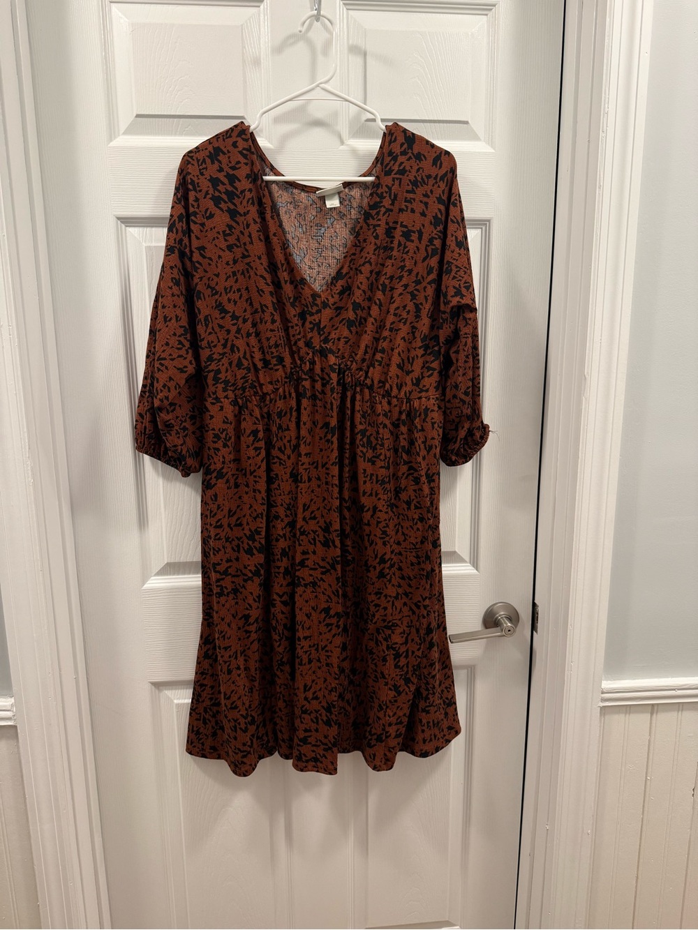 Ava & Viv Women’s Brown and Black Floral V-Neck Women's Dress size 1x